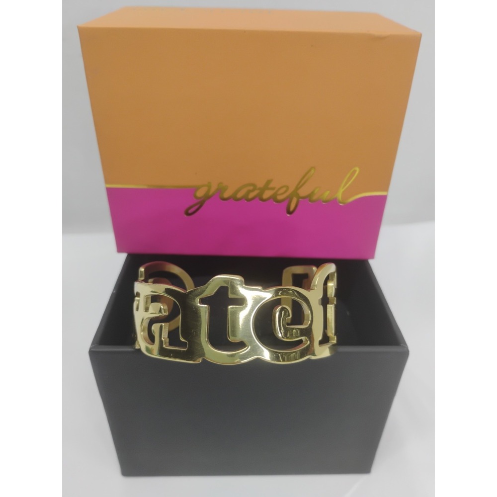 Rustic Cuff Grateful Cuff Bracelet Gold Tone